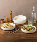 theterra 8.5'' Ceramic Pasta Bowls, Salad Bowls Set of 4, Stoneware Serving Bowls for Fruits, Noodle, Dinner, House-warming Wedding Present, Beige