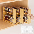 Jolitac Bamboo Pull Out Spice Rack for Cabinet, Slide Out Drawers, Space-Saving Seasoning Kitchen Pantry Sliding Vertical Organization, Easy to Install, 9.1" Wide, 3 Drawers(1.85" Wide), 2-Tier