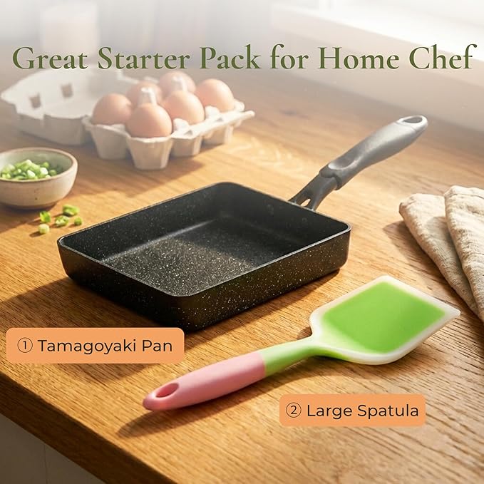 Tamagoyaki Pan - Japanese Omelette Pan Nonstick PFOA-Free - Japanese Egg Pan - Omelet Pan - Square Frying Pan Rolled Omelette Egg Roll - Tamago Skillet 7x6 All Stovetops