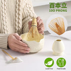 Matcha Whisk Set, 5 Pcs Ceramic Matcha Set, Matcha Kit Set Includes Matcha Bowl, Matcha Whisk and Holder, Bamboo Scoop and Sifter, Matcha Tea Set, Ideal Gift for Family/Friend (Beige)