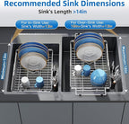 romision Expandable Dish Drying Rack Over The Sink Small Metal Stainless Steel Plate Holder for Compact Kitchen, Space Saving Modern Silver Hanging Drainer