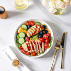 LERATIO Large Pasta Bowls,38oz Ceramic Pasta Bowls,9.25" Reactive Glaze Pasta Bowl Set of 4,Microwave & Dishwasher,Oven Safe,Wide Serving Bowls for Salad,Pasta,Fruit,Scratch Resistan -White