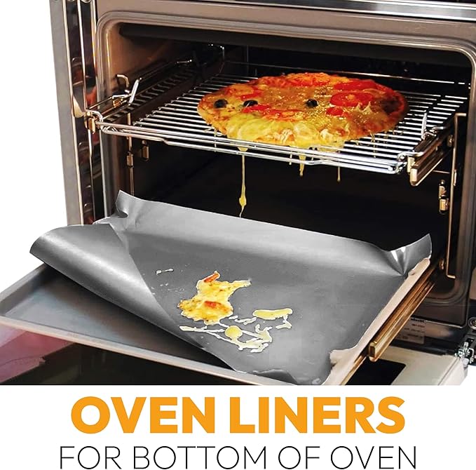 Silver Teflon Liner Roll for Ovens, Stovetops & Grills (75” x 17”) - Cut to Custom Fit - Versatile Non-Stick Teflon Mat, Can Use As Oven Liner, Grill Mat, Stovetop Cover, Baking Sheet, etc.