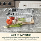 Cuisinart 16-Inch Roasting Pan, Induction Compatible Premium Rectangular Roaster Pan With Rack, Stainless Steel Roasting Pan with Rack, Large Capacity, Dishwasher Safe