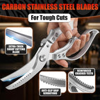 Stainless Steel Poultry Shears – Heavy Duty Kitchen Shears for Food with Hardened Blades, One-Hand Safety Lock, Spring Mechanism, Dishwasher Safe – Chicken, Meat Cutting, Turkey, Fish, and Vegetables