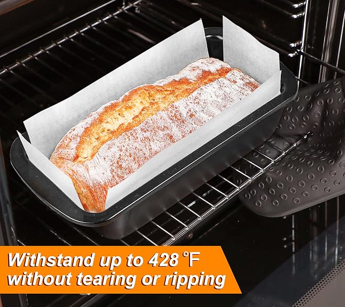 Webake Unbleached Parchment Paper Large Loaf Pan Liners for 13" x 5" Long Baking Bread, Original Precut, Non Toxic 100Pcs