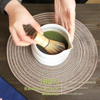 Mottled White Matcha Whisk Set, Ceramic Matcha Kit Set Gift Present Includes Matcha Bowl, Matcha Whisk and Holder, Bamboo Scoop, Scoop Rest, Sifter and Tea Towel - 7 Pcs Kit for Matcha Lovers