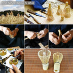 Matcha Whisk Set, Matcha Set, 6 Pieces, with Bamboo Whisk, Ceramic Bowl & Sifter Complete Matcha Powder Tea Includes Scoop & Spout Bowl, Traditional Japanese Tea Accessories for Home (set of 6 - B)