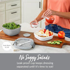 Bentgo Salad Container - 54 oz Bowl with 4-Compartment Toppings Tray, Leak-Proof Dressing Container, Reusable Fork, BPA-Free Lunch Box for Meal Prep & Food Storage; Removable Bento Tray (Gray)