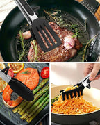 Kitchen Tongs for Cooking, Non Scratch Silicone Tip for Nonstick Cooking Pans, Food Grade Mini Serving Tongs, Pull Lock, Set of 3, Black (BLack, 9 inch)