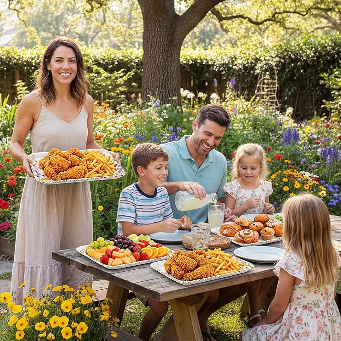 4 Pieces Wildflower Serving Trays Flower Melamine Platters Reusable Rectangle Party Trays for Spring Summer Floral Theme Party Food Dessert Serving Supplies, 13 x 9.7 inch