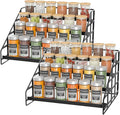 Spice Rack 4 Tier Kitchen Cabinet Organizer,Countertop Spice Rack,Tier Depth Adjustable Cabinet Shelf,Step Spice Organization Easy Visibility,Holds Seasoning and Condiments 2Pack