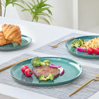 Bestone 12 Pieces Round Kitchen Dinnerware Sets，Plates and Bowls Sets,Dishes, Plates, Bowls, Dish Set, Chip Resistant Ceramic Dinnerware Set, Dishwasher/Microwave Safe,Service for 4,Ceylon Green