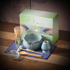 Matcha Whisk Set, Ceramic Matcha Set 8 Pcs, Matcha Kit Set Includes Matcha Bowl, Matcha Whisk and Holder, Bamboo Scoop and Rest, Sifter and Tea Towel, Ideal Gift for Family/Friend (Blue)