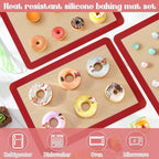 Nuanchu 8 Pieces Silicone Baking Mat Non-stick Silicone Baking Half Sheet 16.5'' x 11.6'' Silicones Cookie Sheet Easy Clean Oven Cookie Liner for Oven Making, Macaroon, Bread Pastry(Red)