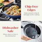 Deco 9.5” Nonstick Frying Pan Skillet, Made in Italy, Diamond Ceramic PFAS-Free, Dishwasher & Metal Utensil Safe, Durable Gloss Enamel Finish, Stay-Cool Handle, High Walls-Extra Room, Blue