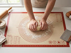 Silicone Pastry Mat with Measurements, 26 x 16 Inch Extra Thick Non-Slip Nonstick Large Baking Mat for Dough Rolling, Kneading, Fondant and Pie, Red
