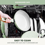 GreenPan Dover 10” Frying Pan Skillet, Non-Toxic PFAS-Free Ceramic Nonstick Coating, Sear Saute Fry Egg Omlete, Dishwasher & Oven Safe, Stay Cool Handle, Easy Pour Rims, Pastel Green