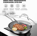 10-inch/11-inch Stainless Steel Skillet with Lid, Nonstick Frying Pan - Induction Ready, Oven & Dishwasher Safe, PFOA/PTFE Free for Gas/Electric/Ceramic Cooktops (10 inch+Lid)
