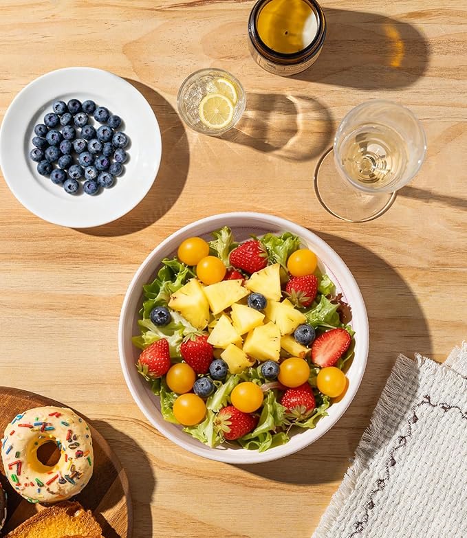theterra 7.5'' Ceramic Pasta Bowls, Salad Bowls Set of 4, Stoneware Serving Bowls for Fruits, Noodle, Dinner, House-warming Wedding Present, Primrose Pink