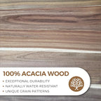 Acacia Wood Serving Tray with Handles, 17 Inch Wooden Tray for Ottoman, Breakfast, Lunch, Dinner, Decorative Rectangular Tray for Living Room, Kitchen Counter, Outdoor