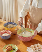 Metahom Ceramic Mixing Bowls for Kitchen, Colorful Nesting Bowls, Large Serving Bowls for Prepping, Baking, Mixing, Salad, Microwave Dishwasher Safe, 3.7/2.3/1.4 Qt, Set of 3