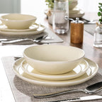 AmorArc Ceramic Dinnerware Sets,Handmade Reactive Glaze Stoneware Plates and Bowls Sets,Highly Scratch Resistant | Dishwasher & Microwave Safe Dishes Set,Service for 4 (12pc)
