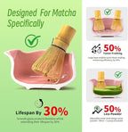 TEANAGOO 7-PCS Pink Matcha Whisk Set with Cherry Blossom Design, Complete Ceremony Kit, Ceramic Chawan Bowl with Spout, Whisk & Accessories, Traditional Matcha Tea Set for Lattes& Gift Giving