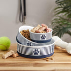 Bone Dry Paw & Patch Ceramic Pet Collection, Large Bowl, 7.5x2.4", Nautical Blue