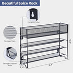 Spice Rack Organizer with 27 Spice Jars with Black Lids, Funnel, Spice Labels, Pen, Seasoning Organizer for Cabinet, Countertop, Pantry, Kitchen,Cupboard or Door & Wall Mount