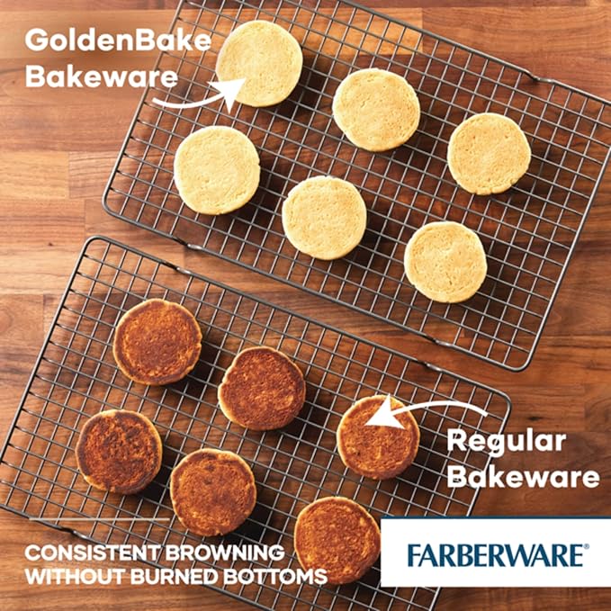 Farberware GoldenBake Nonstick Bakeware Cookie/Baking Sheet Pan Set, 2 Piece, Gray