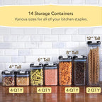 Simply Gourmet Airtight Food Storage Containers with Lids – 7 Piece Assorted Size Kitchen Pantry Organization Set, BPA-Free Clear Plastic, Stackable Containers for Cereal, Flour, Sugar, Rice, Snacks