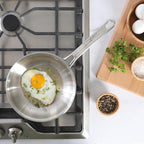 Sur La Table Kitchen Essentials Chef's Deck 8-Inch Stainless Steel Frying Pan – Induction Ready Skillet with Tri-Ply Base, Polished Finish & Hollow Stay-Cool Handle