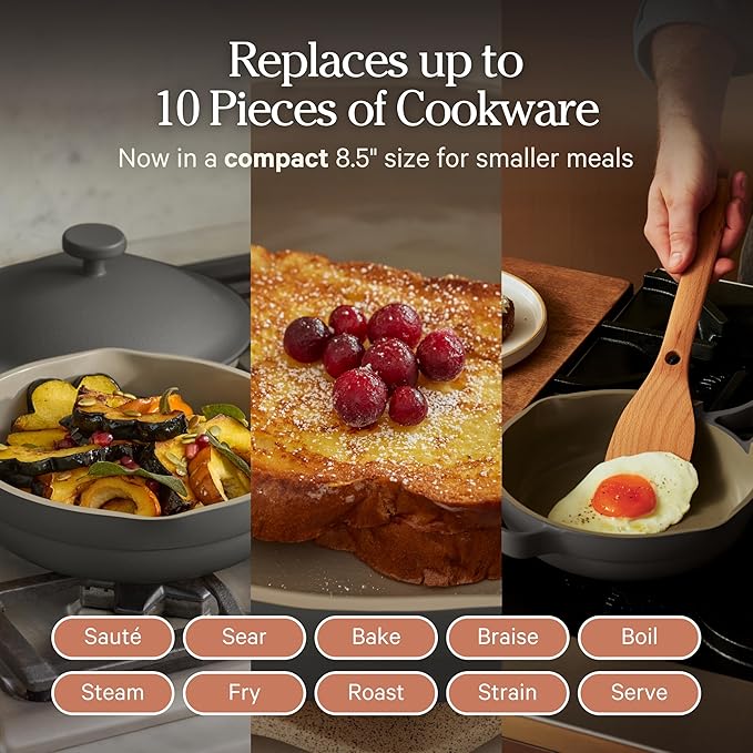 Our Place Mini Always Pan | 8.5" Ceramic Pan with Modular Lid & Beechwood Spatula | Patented 10-in-1 Nonstick, Non-Toxic Cookware Made Without PFAS | Induction & Oven-Safe up to 450°F | Char