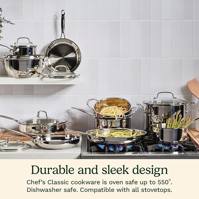 Cuisinart 12 Inch Skillet with Glass Cover, Chef's Classic Collection, 722-30G