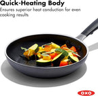 OXO 8” Non-Stick Every Day Frying Pan, BPA-Free Comfort Grip Silicone Handle, Dishwasher & Oven Safe, PFAS-Free Ceramic Skillet, Black