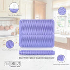 MicoYang Silicone Dish Drying Mat for Multiple Usage,Easy clean,Eco-friendly,Heat-resistant Silicone Mat for Kitchen Counter or Sink,Refrigerator or drawer liner Light Purple L 16 inches x 12 inches