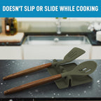 Zulay Kitchen Silicone Utensil Rest with Drip Pad for Multiple Utensils - BPA-Free, Heat-Resistant Spoon Rest & Spoon Holder for Stove Top - Kitchen Utensil Holder for Ladles & Tongs - Olive Green