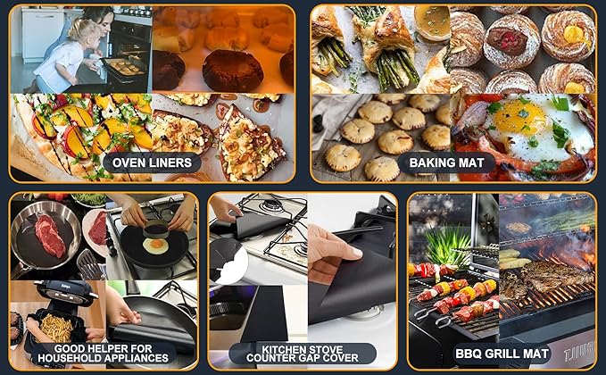 Meegoo Oven Liners for Bottom of Oven - 4 Pack Large Non Stick Oven Liners, Oven Mat For Bottom of Electric Oven and Gas Oven, BPA and PFOA Free, 15.74"x 23.62"