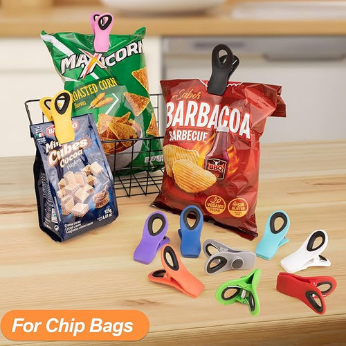12 Pack Chip Clips, Bag Clips, Office Paper Clamps, Binder Clips, Food Clip Heavy Duty, Magnetic Clip for Food Storage, Snack, Fridge, Kitchen