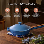 Our Place Always Pan 2.0-10.5” (2.6 Qt) Nonstick, Toxin-Free Ceramic Cookware | Patented 10-in-1 Aluminum Frying & Sauté Pan | Safe for Oven, Induction & All Cooktops up to 450°F | Forget-Me-Not Blue