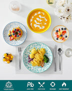 vancasso SELENE Plates and Bowls Set for 6, 24 Pieces Dinnerware Sets, Mircowave and Dishwasher Safe Dishes Set, Porcelain Pastel Dinnerware