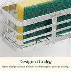 Cuisinart Sponge Holder for Kitchen Sink—Metal Sink Caddy with Triple Suction Cups, Kitchen Sink Organizer, Organization and Storage for Sponges, Brushes, Soap & Cleaning Accessories