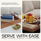Besti Rustic Vintage Food Serving Trays (Set of 2) | Wooden Board w/Metal Handles | Stylish Farmhouse Decor Serving Platters | Small: 13.5" x 2 x 9.5, Large: 15.9" x 2" x 11.8" (Rustic Dark Brown)
