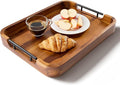 TIDITA Ottoman Tray for Living Room – 17"x13" Rectangle Serving Tray with Handles – Wooden Tray for Coffee Table, Living Room, Breakfast in Bed – Decorative Trays for Ottoman or Couch (Acacia Wood)