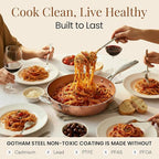 Gotham Steel Hammered Copper 14 Inch Non Stick Frying Pan with Lid, Nonstick Frying Pan with Ceramic Coating and Induction Plate for Even Heating, Oven / Dishwasher Safe, 100% Healthy & Non Toxic