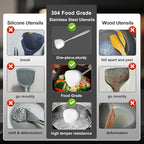 304 Stainless Steel Cooking Utensils Set, 11PCS Stainless Steel Utensils Set, Metal Cooking Utensils Set Include Meat Fork, Tongs, Turner, Soup Ladle, Dishwasher Safe