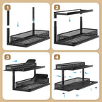 2-Pack 21.3 IN Depth Under Sink Organizer With Next-Gen Ball-Bearing Slides,Sophisticated Mesh 2-Tier Pull Out Shelf for Kitchen & Bathroom,Fits Small Items-Black