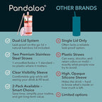 Pandaloo® Glass Cups With Lids and Straws -20 Fl Oz- Perfect Size Iced Coffee Cup - Smoothie Cup With Bamboo Lid and On the go Lid - Glass Tumbler (2 Count (Pack of 1), Black Saphir-Tender Pink)