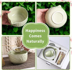 Matcha Whisk Set, 5 Pcs Ceramic Matcha Set, Matcha Kit Set Includes Matcha Bowl, Matcha Whisk and Holder, Bamboo Scoop and Sifter, Matcha Tea Set, Ideal Gift for Family/Friend (Cyan)